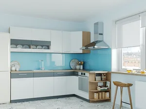 Rohová kuchyně Ruthin 250x170, bílý lesk/grafit mat