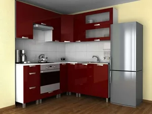 Rohová kuchyňská linka Grepolis – bordo lesk