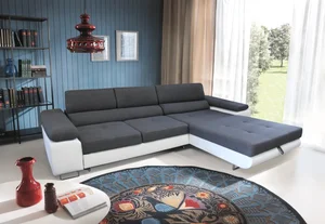 Rohová sedačka LAING MINI – pravá, tmavě šedá/bílá
