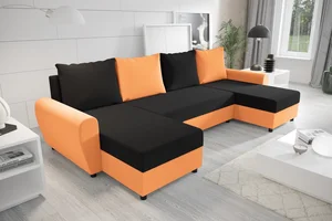 Rohová sedačka PERKSUM U černá/oranžová