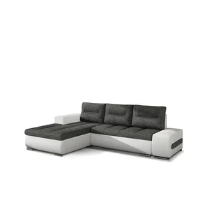 Rohová sedačka SONOYA 08, levá, tmavě šedá látka / bílá ekokůže