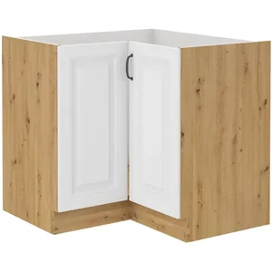 Rohová skříňka Stipe 90x90 ND 2F BB – bílá/dub artisan