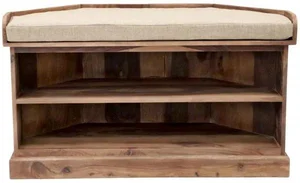 Rohový botník Rami z indického palisandru - 105x60x40 cm, přírodní úprava