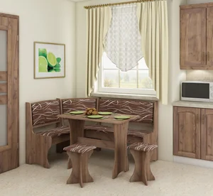 Rohový jídelní set BUREWALA s taburety – tobaco a Safari, 5 let záruka