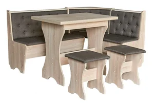 Rohový jídelní set Kaghan – dub sonoma/hnědá