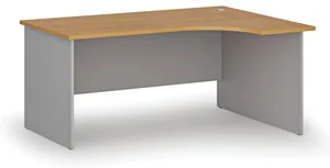 Rohový kancelářský psací stůl PRIMO šedý/buk, 160x120 cm, pravý