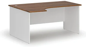 Rohový kancelářský stůl PRIMO White 160x120 cm - levý, bílý s ořechovým dekorem