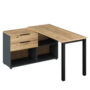 Rohový PC stůl Klaudius 8 – grafit/dub artisan