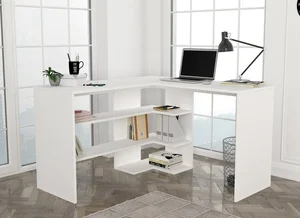 Rohový psací stůl ABSOLUTE – levý, bílý