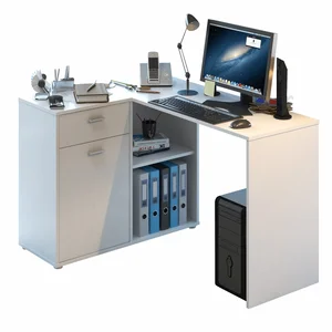 Rohový psací stůl MEROLIKA – levý, bílá