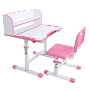 Rostoucí set stolu a židle ZION – růžová/bílá
