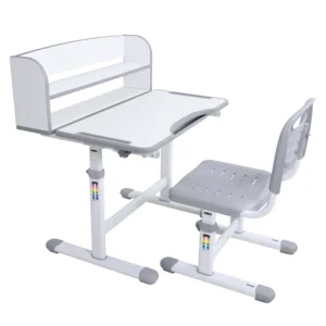 Rostoucí set stolu a židle ZION – šedá/bílá