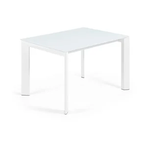 Rozkládací jídelní stůl Axis s přídavnou deskou a skleněnou vrchní deskou 80x120 cm – Kave Home