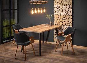 Rozkládací jídelní stůl BOREDA 150–210 × 90 cm, dub/černá