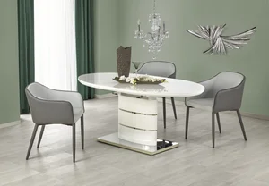 Rozkládací jídelní stůl NIHAL 140-180 × 90 cm, bílý