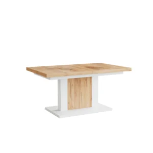 Rozkládací jídelní/konferenční stůl OLION 120–180×70 cm, dub craft zlatý/bílá