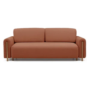Rozkládací pohovka s úložným prostorem Bouclé terakotová 244 cm