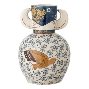 Ručně malovaná kameninová váza Hezha – Bloomingville, 23,5 cm