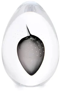 Ručně vyráběné skleněné těžítko Bohemia - Kouřově černé vajíčko, 10 cm