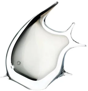 Ruční skleněná ryba v opálové a kouřově černé barvě, 20 cm | Umělecké sklo Artcristal Bohemia