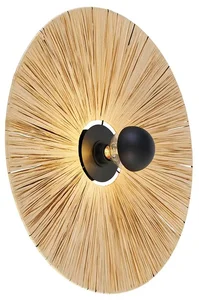 Rustikální černá nástěnná lampa Leia s provazem 60 cm