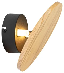 Rustikální kulatá dřevěná nástěnná lampa Pulley
