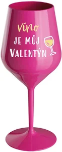 Růžová nerozbitná sklenice na víno 470 ml