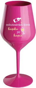 Růžová nerozbitná sklenice na víno 470 ml