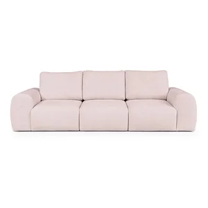 Růžová pohovka z bouclé textilie 287 cm Mirel