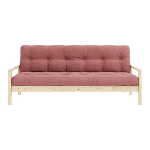 Růžová rozkládací pohovka Knob 205 cm