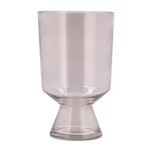 Růžová skleněná váza Drum, 24 cm