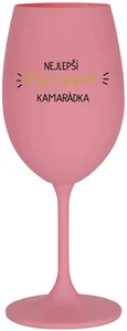 Růžová sklenice na víno NEJLEPŠÍ PSYCHO KAMARÁDKA 350 ml