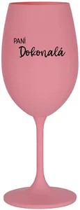 Růžová sklenice na víno PANÍ DOKONALÁ 350 ml