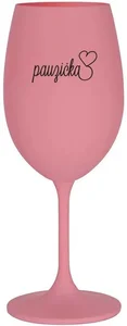 Růžová sklenice na víno PAUZIČKA 350 ml