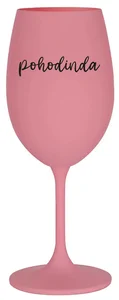 Růžová sklenice na víno POHODINDA 350 ml