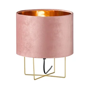 Růžová stolní lampa Aura s textilním stínidlem
