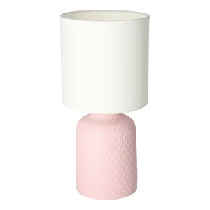Růžová stolní lampa Iner s textilním stínidlem