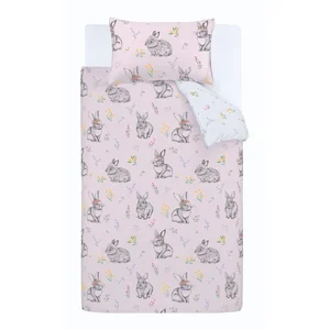Růžové dětské povlečení Bunny Tails Ditsy Flowers 135x200 cm