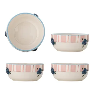 Růžové keramické polévkové misky, sada 4 ks, 295 ml – Bloomingville Carry