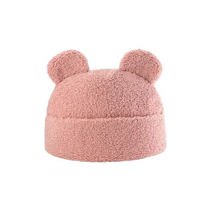 Růžový dětský polštář Teddy Pouch z bouclé textilie