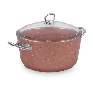 Růžový hliníkový hrnec s poklicí Güral Porselen Classic 24 cm