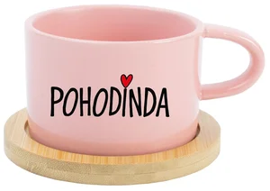 Růžový keramický hrníček Makronka 200 ml