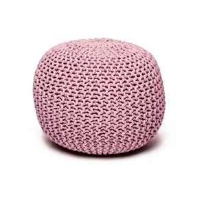 Růžový pletený taburet Jagger