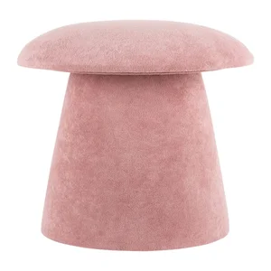 Růžový sametový taburet Mushroom