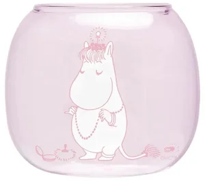Růžový skleněný svícen Snorkmaiden