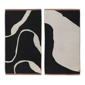 Sada 2 černobílých ručníků Nova Arte 50×90 cm, bio bavlna – Mette Ditmer Denmark