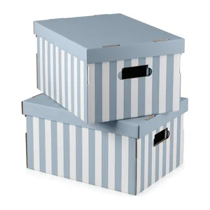 Sada 2 kartonových boxů s víkem Stripes