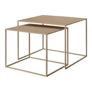 Sada 2 kovových konferenčních stolů Fera 50×60 cm, světle hnědá – Blomus