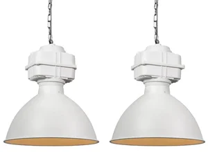 Sada 2 průmyslových závěsných lamp bílé matné