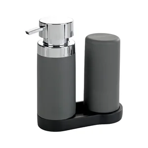 Sada 2 šedých zásobníků Wenko Squeeze s podtáčkem, 250 ml